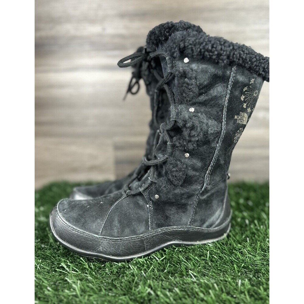 The North Face‎ Boots Size 8 Abby II Black Suede Faux Fur 200 Gram Waterproof